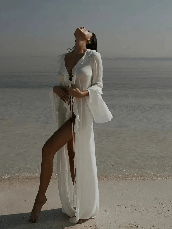Celeste Lightweight Ruffled Beach Cover-Up