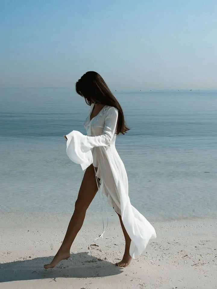 Celeste Lightweight Ruffled Beach Cover-Up