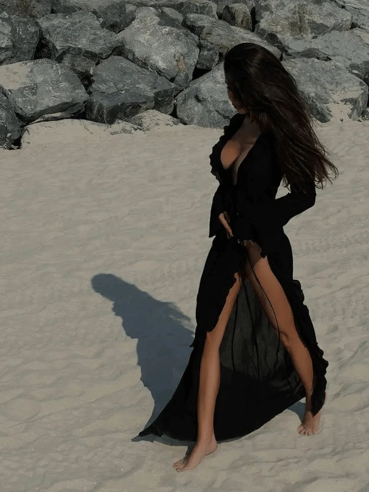 Celeste Lightweight Ruffled Beach Cover-Up