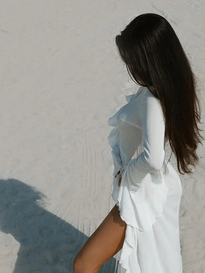 Celeste Lightweight Ruffled Beach Cover-Up