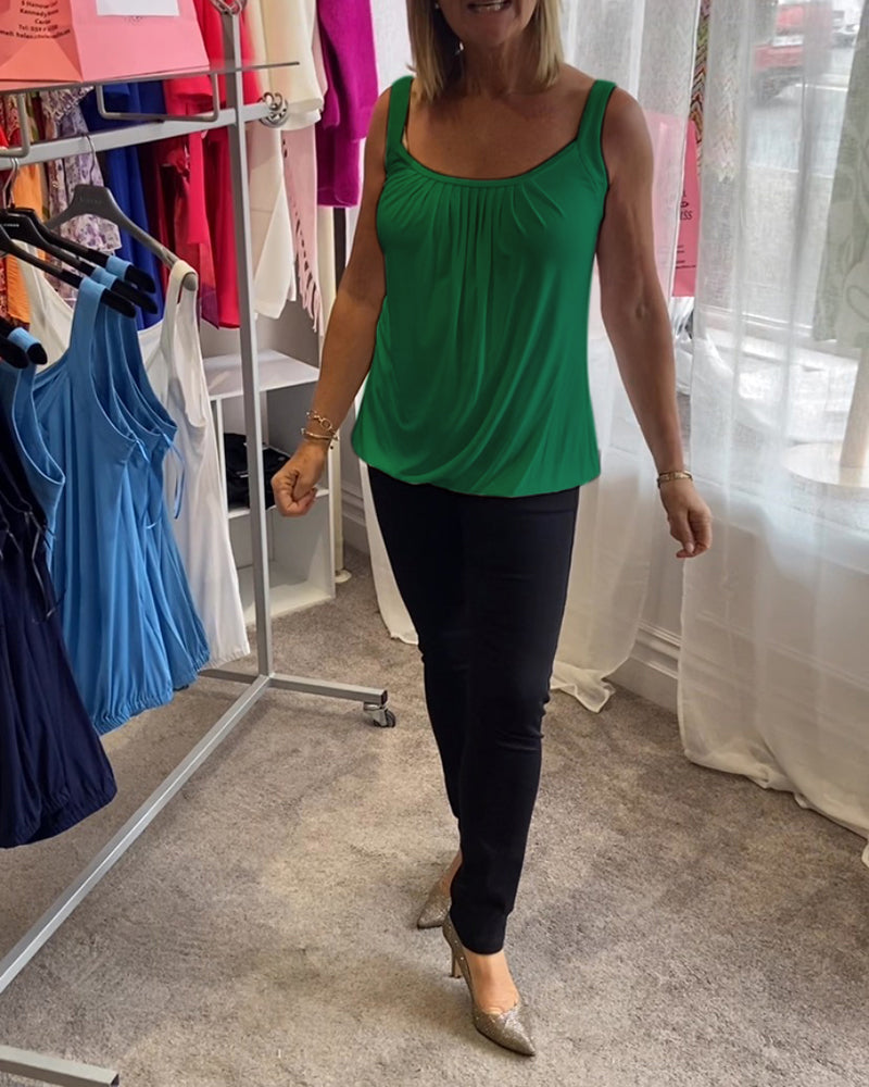 Pleated Sleeveless Casual Top