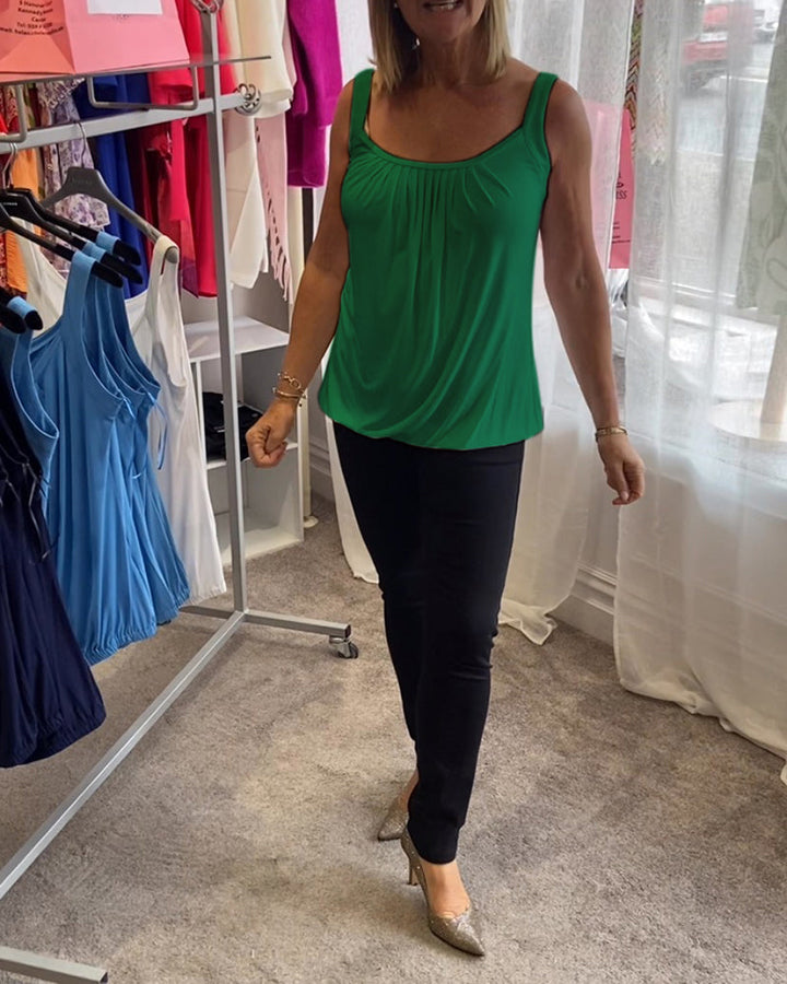 Pleated Sleeveless Casual Top