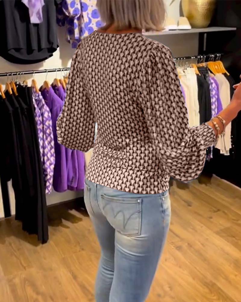 Deep V-Neck Long Sleeve Top