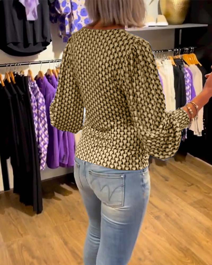 Deep V-Neck Long Sleeve Top