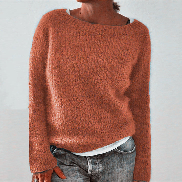 Soft Solid Color Casual Crew Neck Sweater