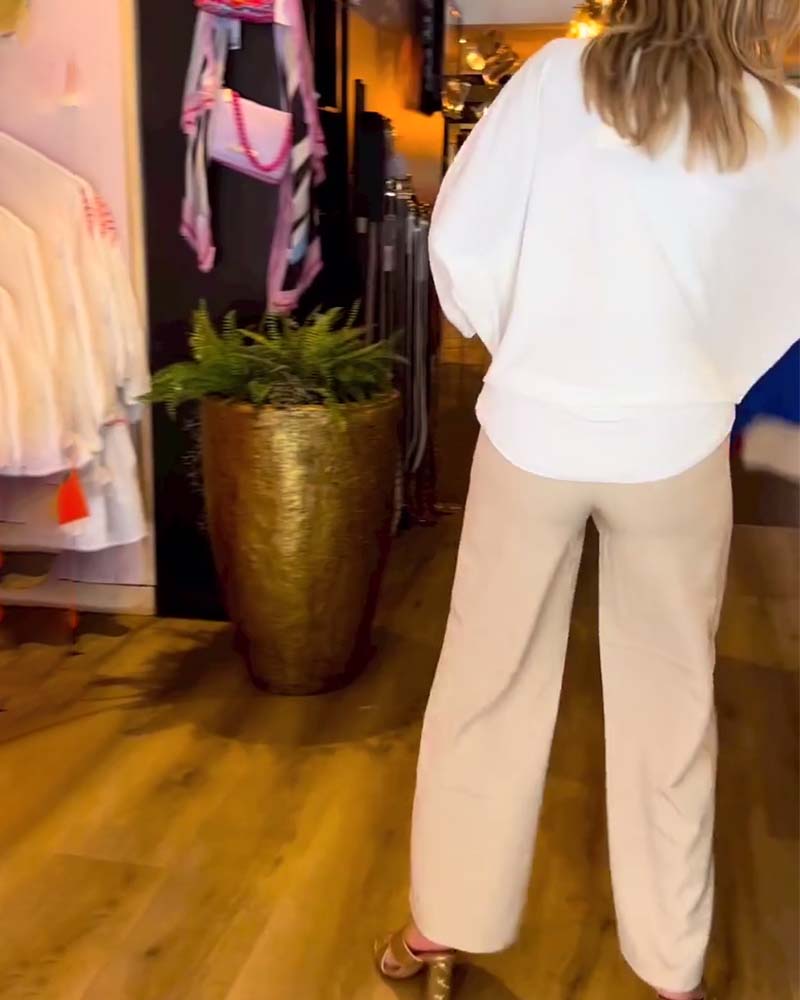 V-Neck Solid Color Blouse