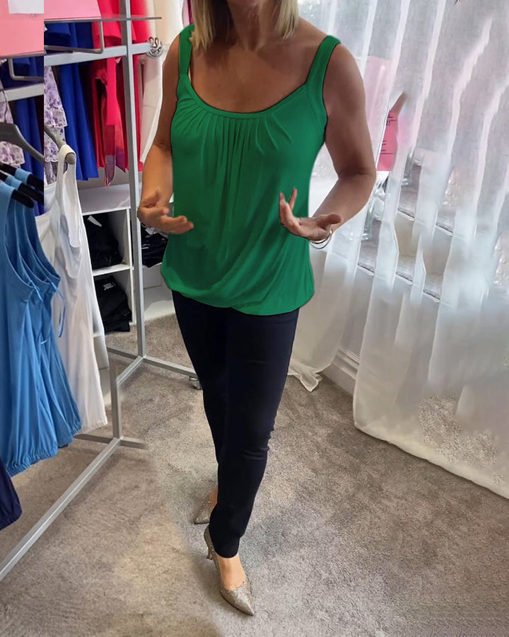 Pleated Sleeveless Casual Top