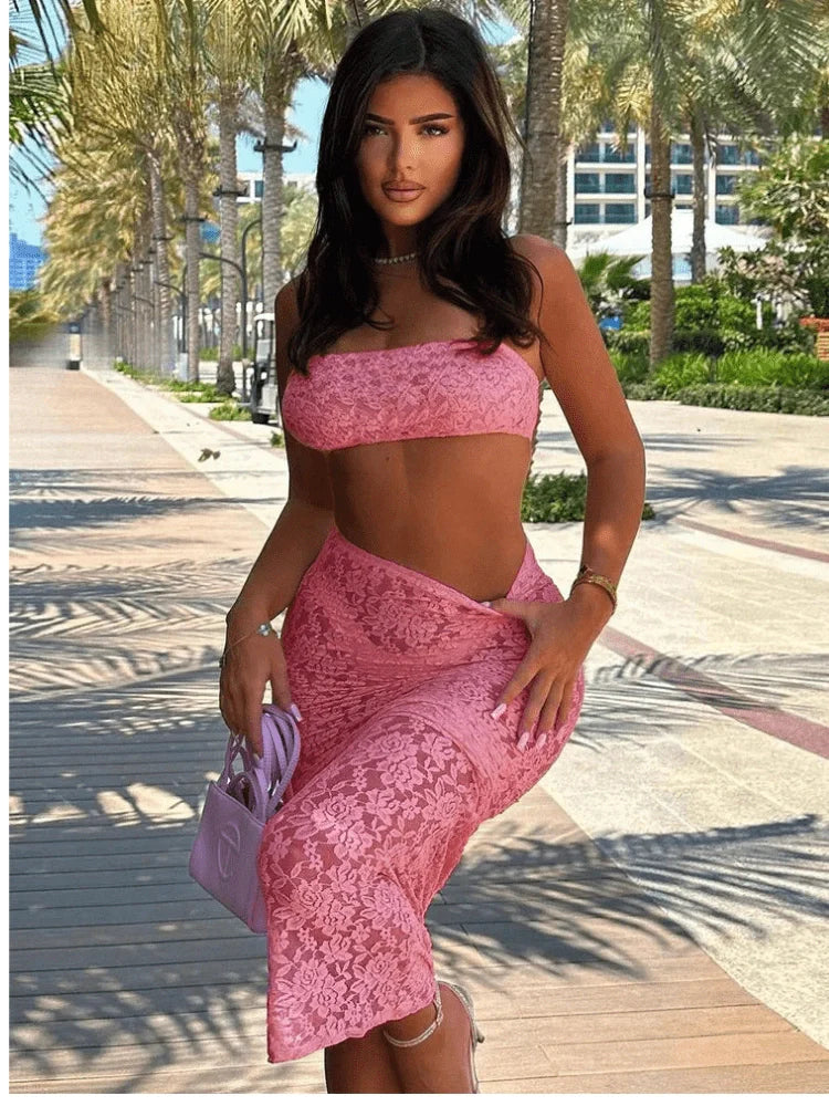 Lace Maxi Set: Mira Two-Piece Ensemble