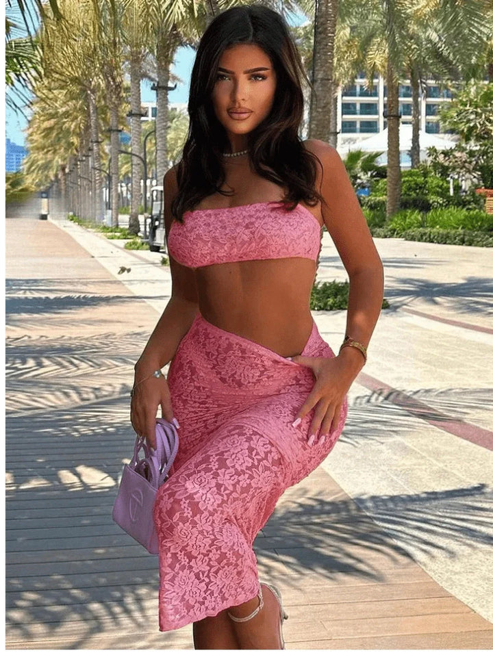 Lace Maxi Set: Mira Two-Piece Ensemble