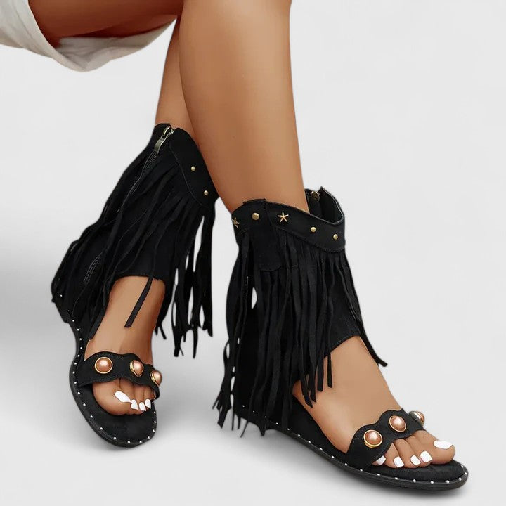 Eira - Stylish Fringe-Detail Sandals