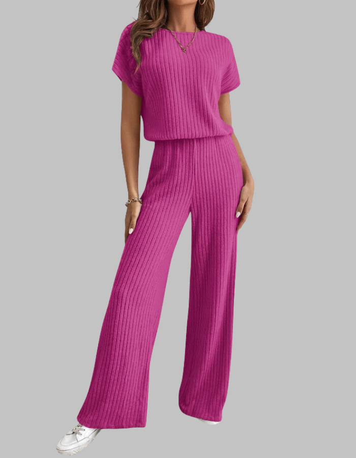 MAGGIE™ - Relaxed Short Sleeve Top and Pants Ensemble