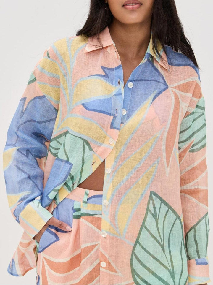 Tropical Leaf Print Short Set by Playa Boyfriend