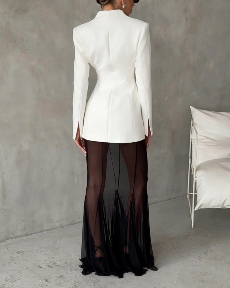 Two-Piece Set: Stylish Jacket and Trendy Perspective Skirt