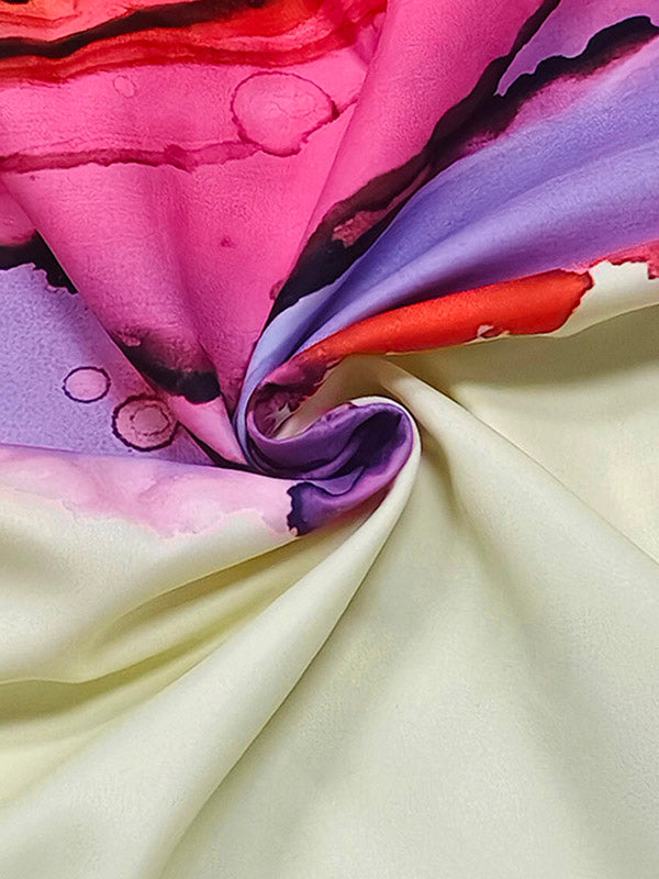 Floral Print Midi Shirt Dress with Long Sleeves, Pleated Design, Tied Waist, and Split-Joint Detail