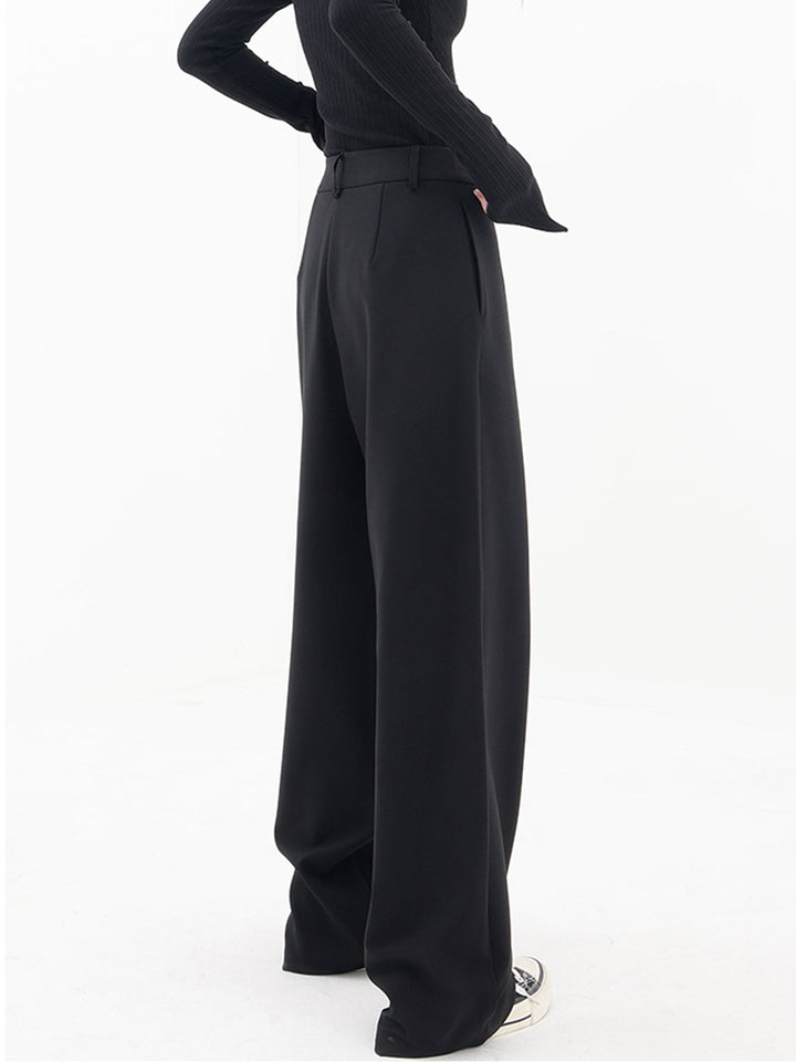 Asymmetrical Layered Button Detail Wide-Leg Baggy Pants
