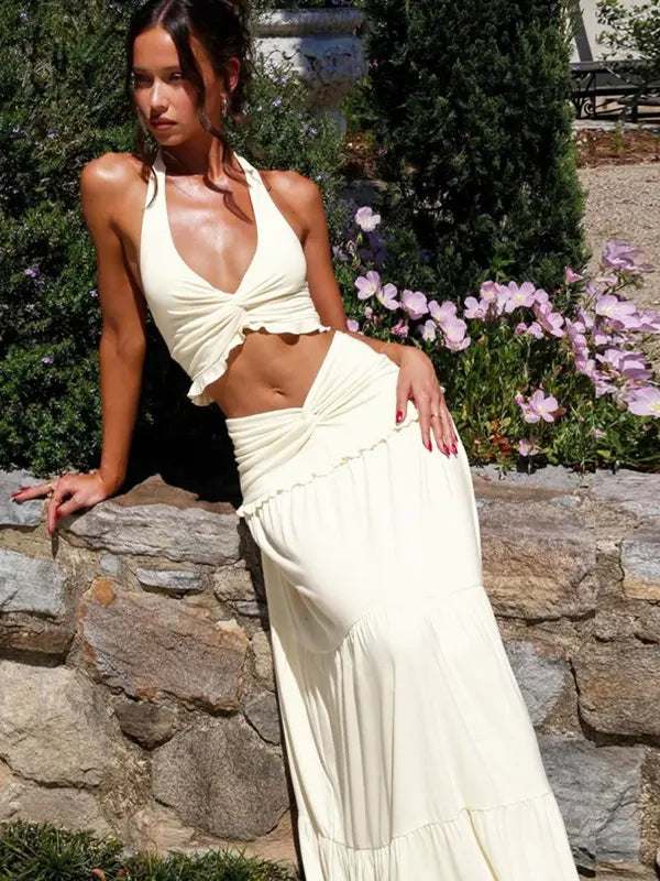 ARIYA™ – Stylish Plunge Neck Summer Two-Piece Set