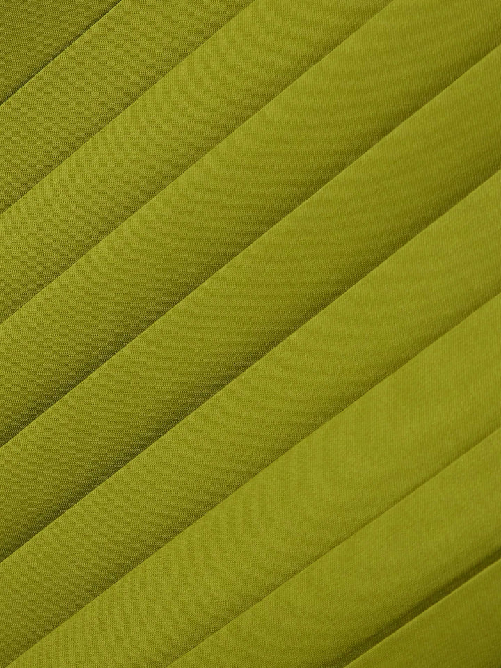 Solid Color High-Waisted Loose Pleated Skirt with Side Split