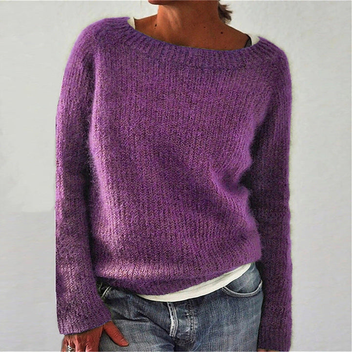Soft Solid Color Casual Crew Neck Sweater