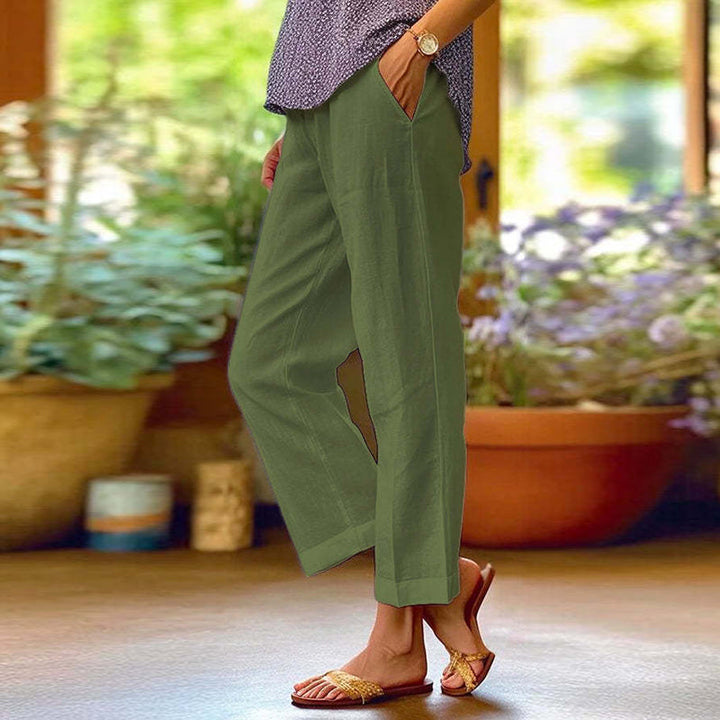 Relaxed Fit Solid Color Casual Trousers
