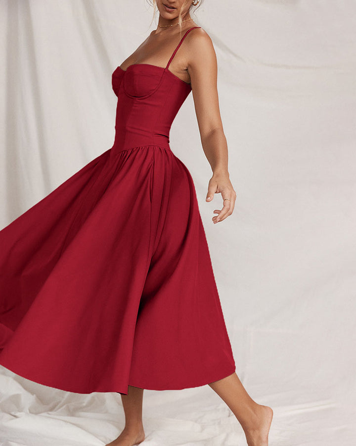 Chic French Tube Top Dress with Suspender Design