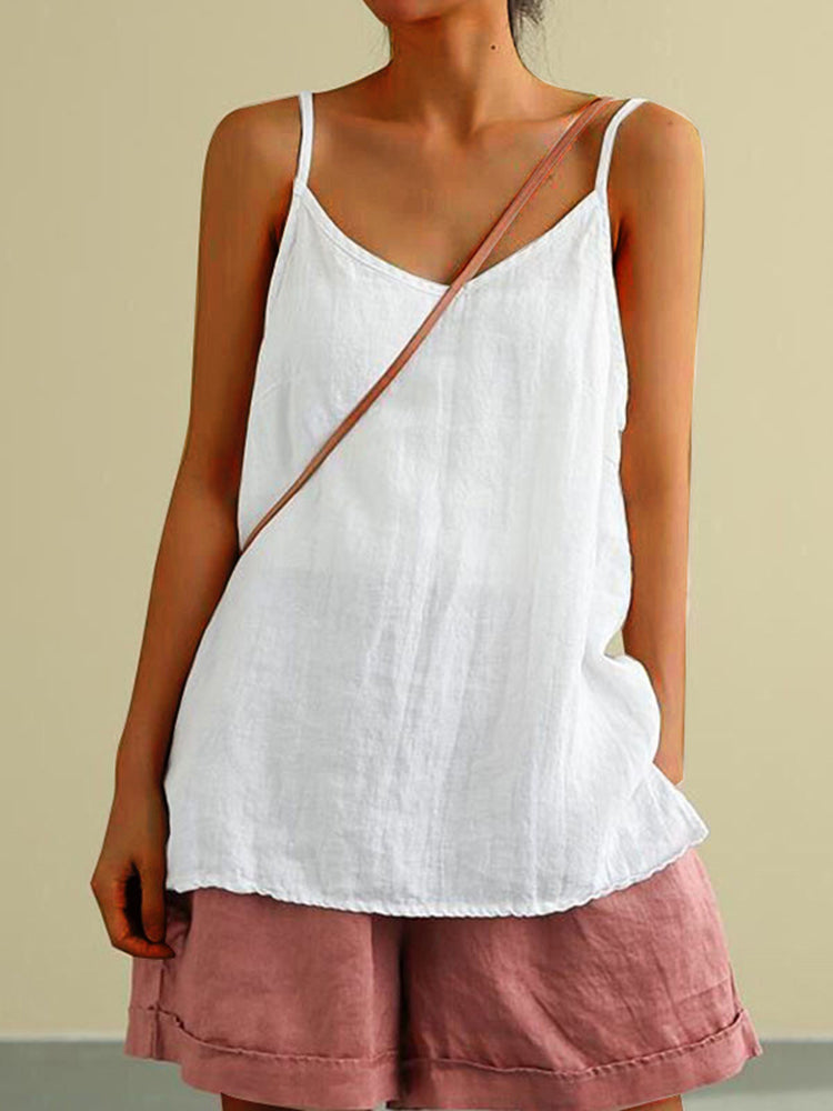 Solid Casual Sleeveless Tank Top