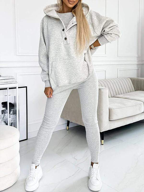 Relaxed Fit Three-Piece Sweatshirt Ensemble