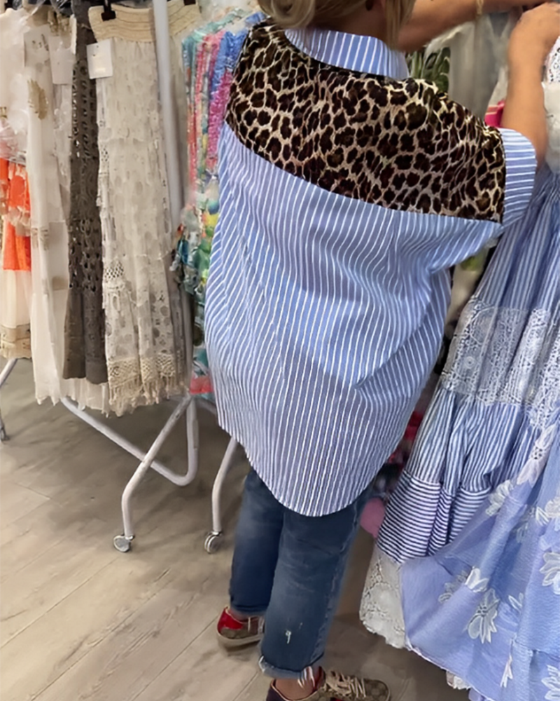 חולצה עם הדפס נמר ודשים מפוספסים
