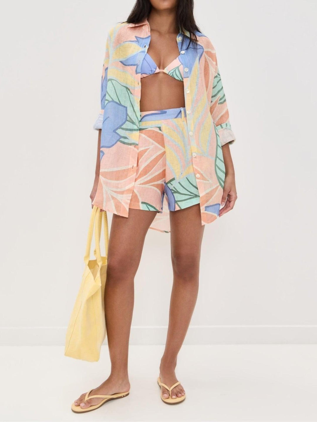 Tropical Leaf Print Short Set by Playa Boyfriend