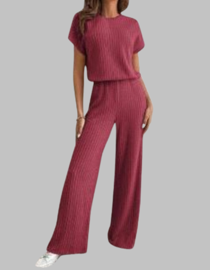 MAGGIE™ - Relaxed Short Sleeve Top and Pants Ensemble