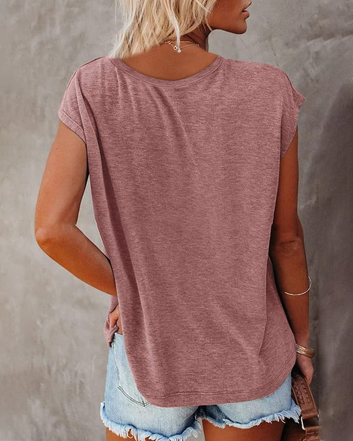 V-Neck Flutter Sleeve Solid Color Tank Top