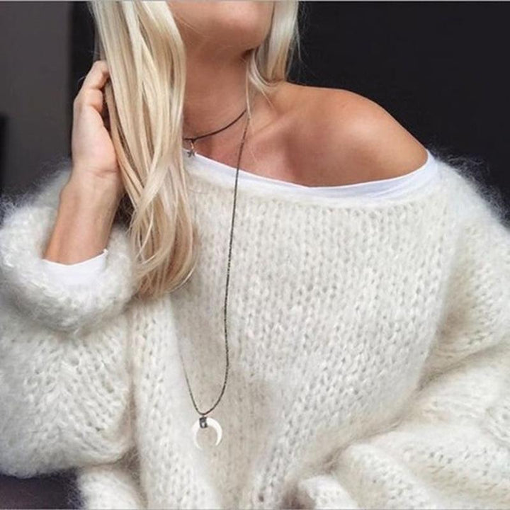 Casual Hollow Knit Mohair Sweater