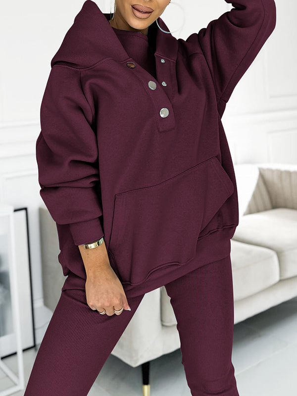 Relaxed Fit Three-Piece Sweatshirt Ensemble