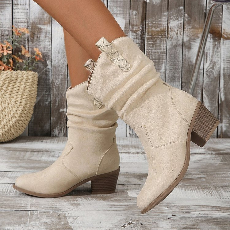 Retro Western Cowboy Ankle Boots with Tassels