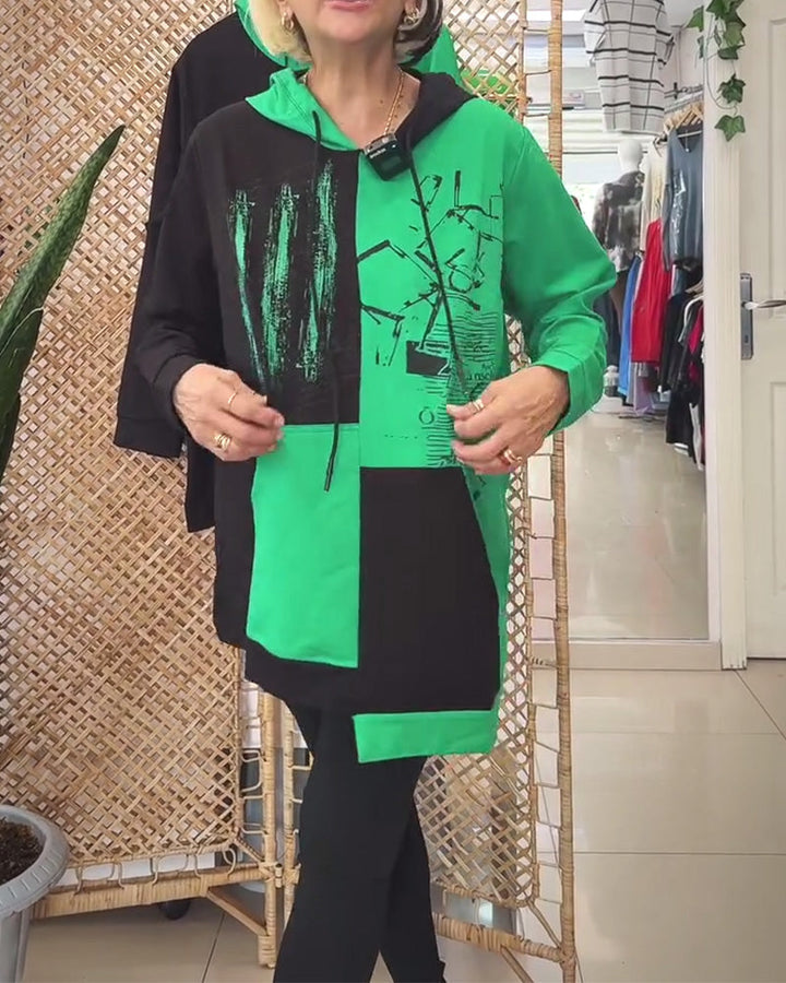 סווטשירט קז'ואל עם קפוצ'ון וצבעים