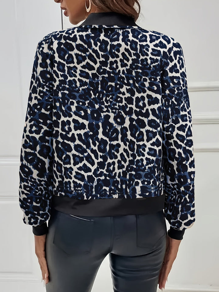 Isabella™ Leopard Print Zipper Jacket