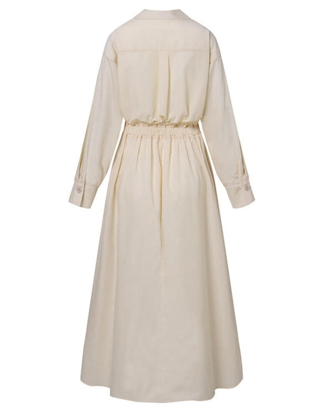 Chic Midi Dress with Pocket, Button Detail, and Lapel Collar