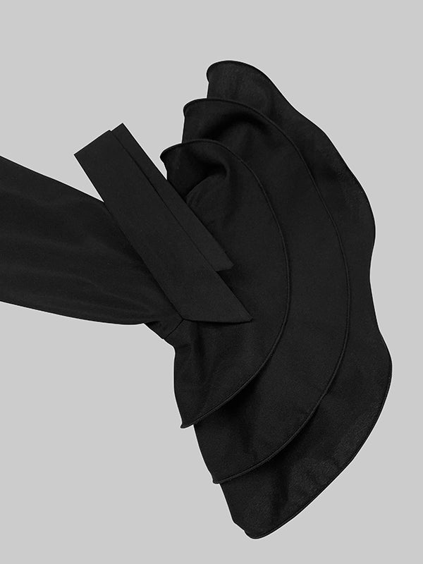 Maxi Shirt Dress with Flared Sleeves, Pleated Design, and Split-Joint Lapel