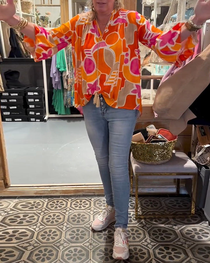 Vibrant Blouse with Drop Shoulder Design