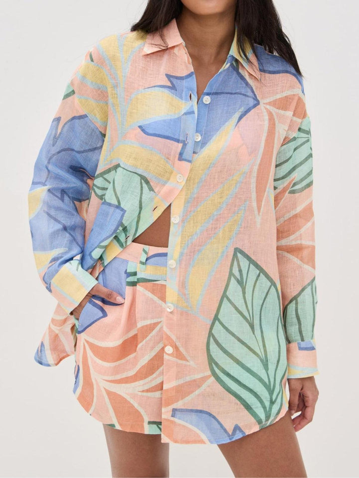 Tropical Leaf Print Short Set by Playa Boyfriend