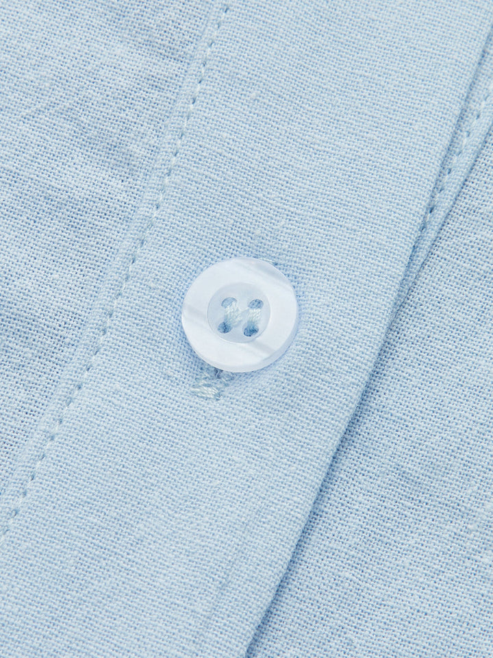 סט מכנסיים קצרים עם שרוולים ארוכים בגזרה נינוחה מכותנה ופשתן