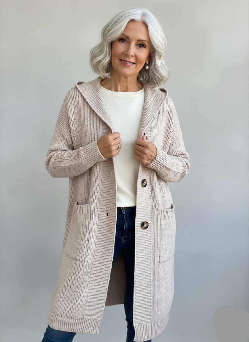 Yasmine – Hooded Long Knit Cardigan