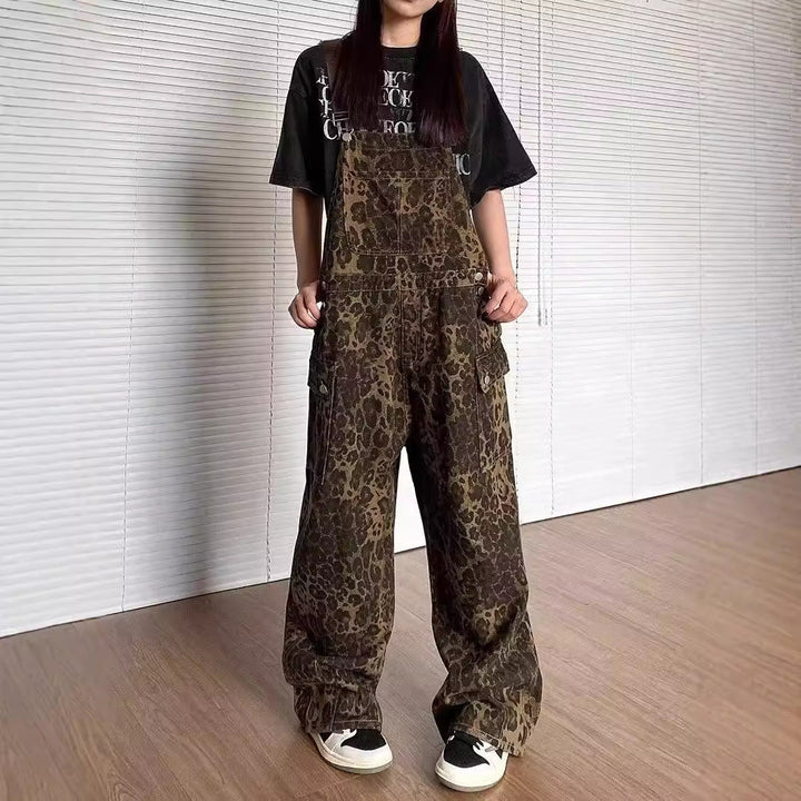 אוברול רחב עם הדפס נמר וינטג' של LUNTIAN™