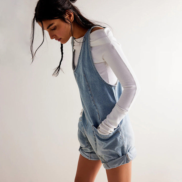 IVYLI™ - Stylish Sleeveless Denim Romper with a Casual Fit