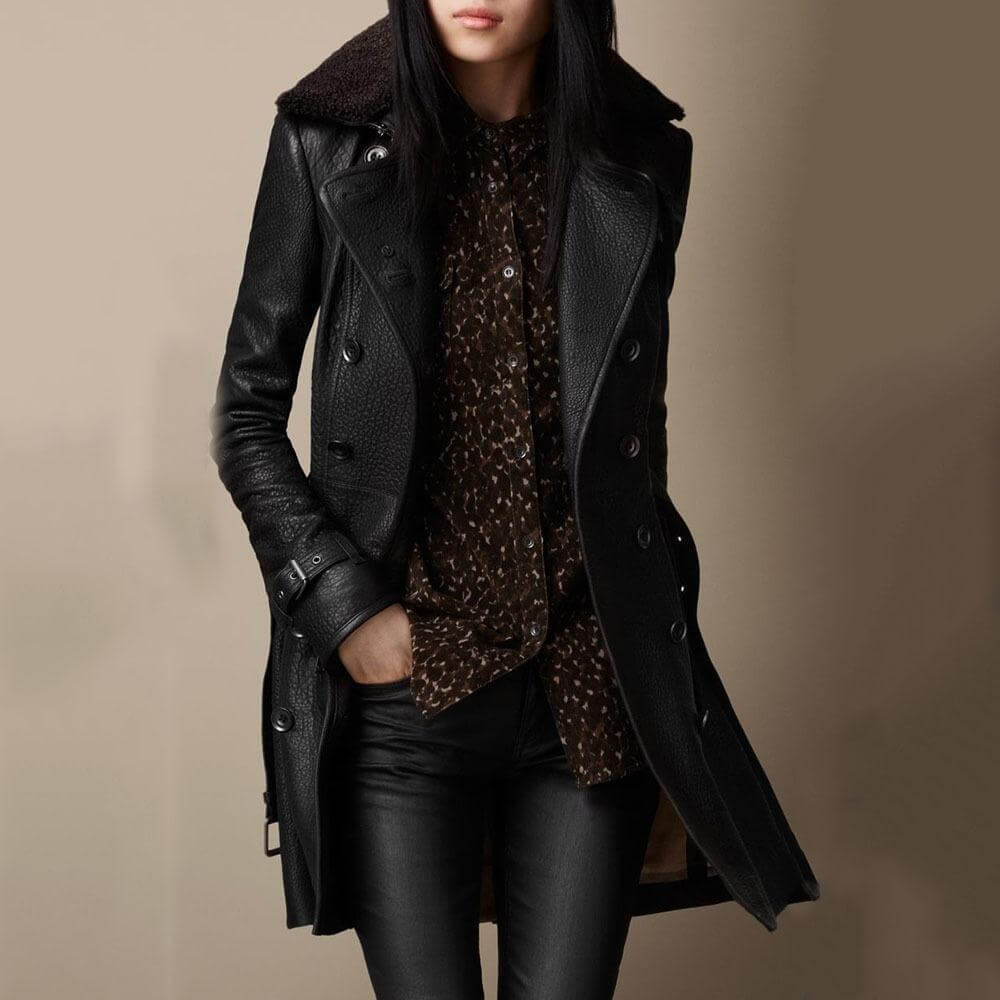 Chic 3/4 Length Leather Jacket