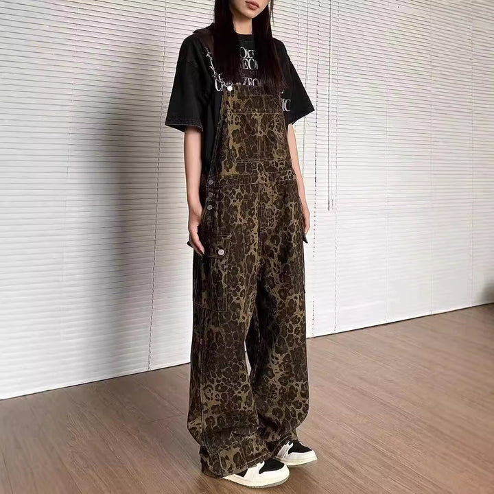 אוברול רחב עם הדפס נמר וינטג' של LUNTIAN™