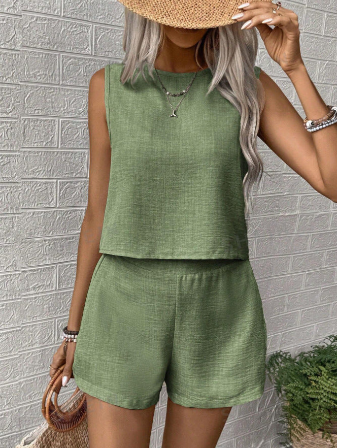 CLARISSE™ - Stylish Sleeveless Tank and Shorts Ensemble