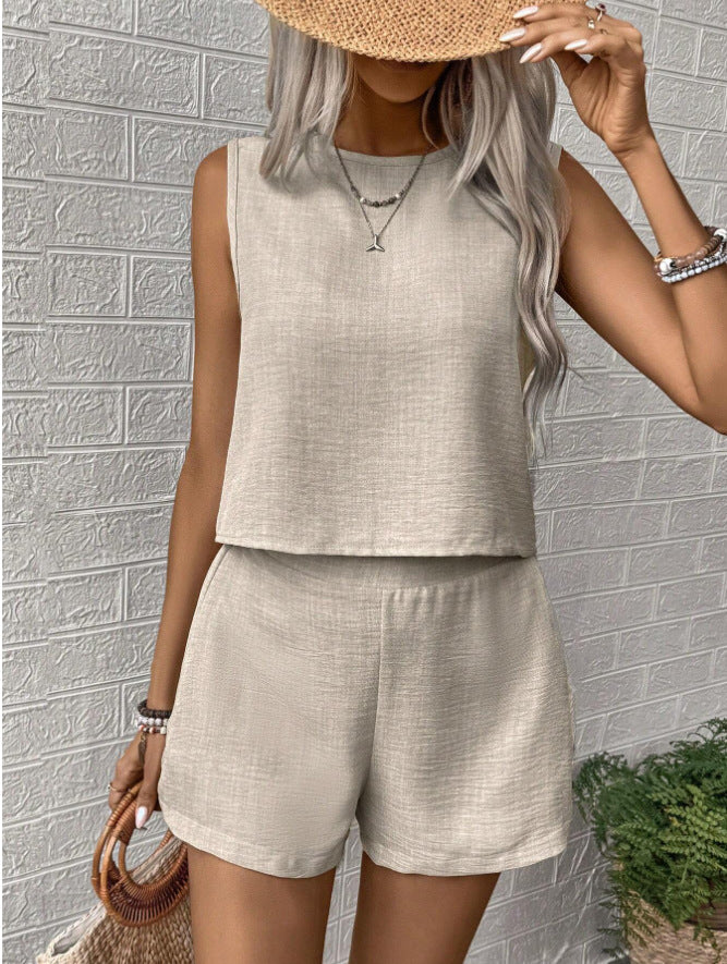 CLARISSE™ - Stylish Sleeveless Tank and Shorts Ensemble