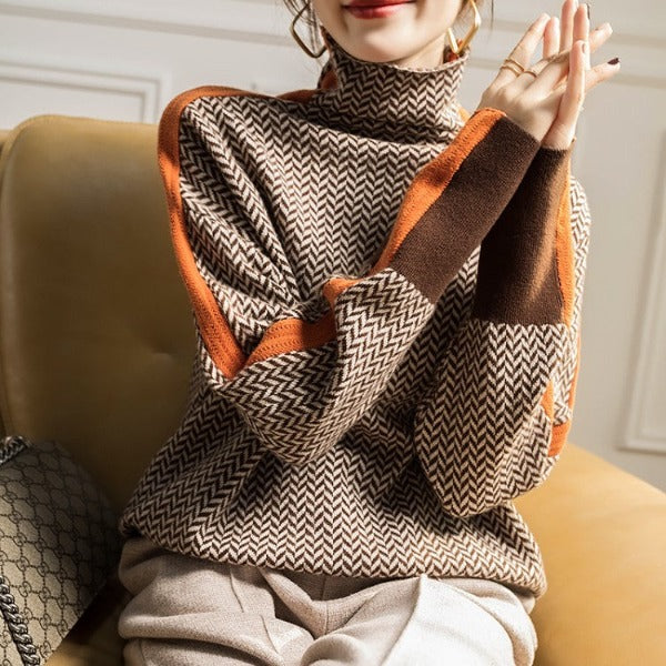 Malou | Eye-Catching Striped Turtleneck Sweater