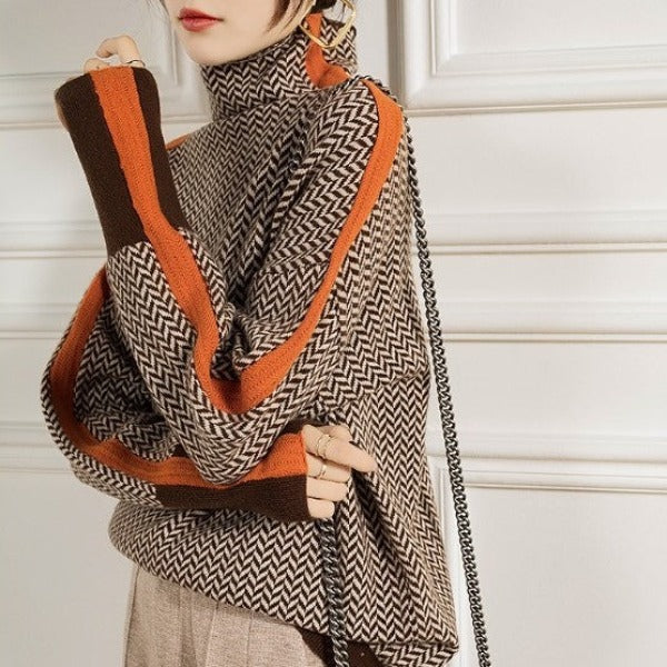 Malou | Eye-Catching Striped Turtleneck Sweater