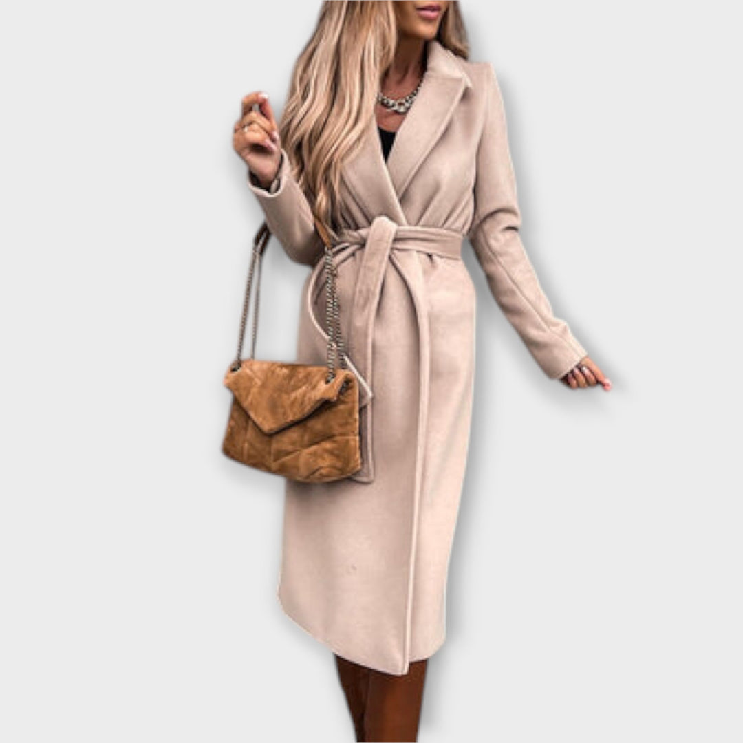 Eliza – Stylish Long Coat with Belted Waist